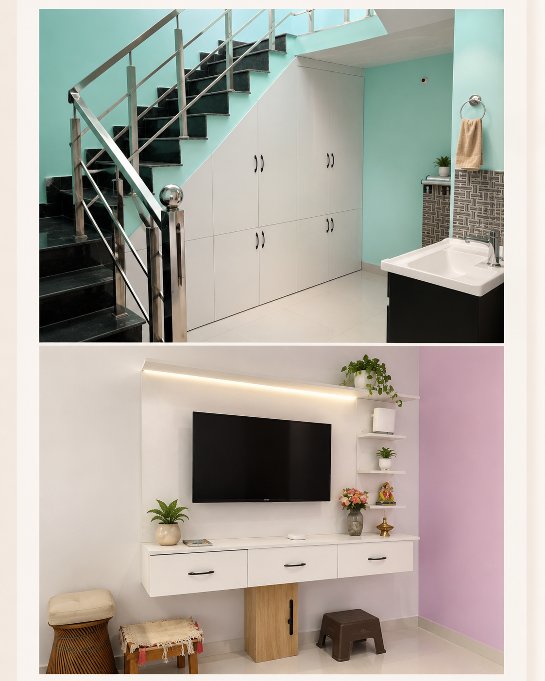 TV lounge and staircase